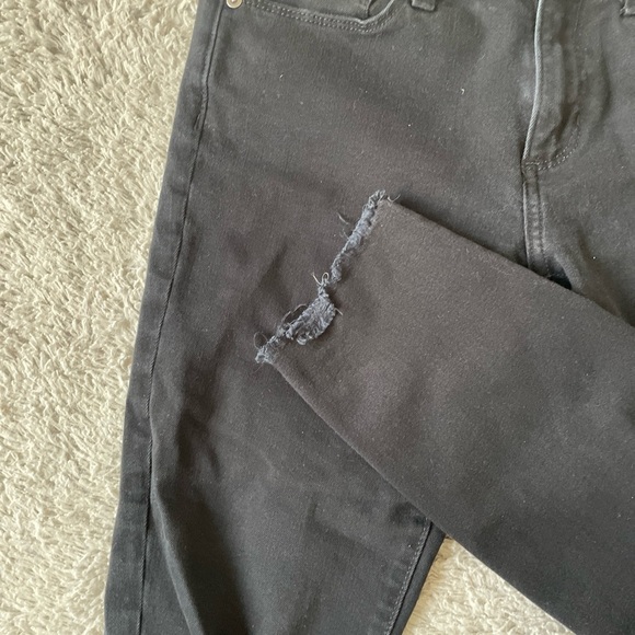 Banana Republic Mid Rise Skinny Jeans Womens 28 P Black Distressed Denim Zip Fly - Picture 6 of 6